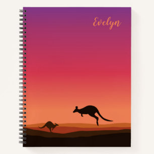 Kangaroo Themed Personalisiert Notebook Notizbuch