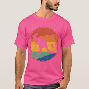 Kangaroo-Tiere-Shirt Retro-Sonnenuntergang 70er Ja T-Shirt