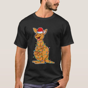 Kangaroo Tragend Weihnachtsmannmütze Xmas Kangaroo T-Shirt