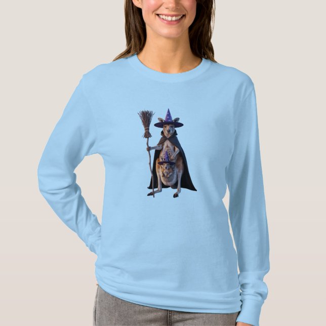 Kangaroo und Baby Hexe T-Shirt (Vorderseite)