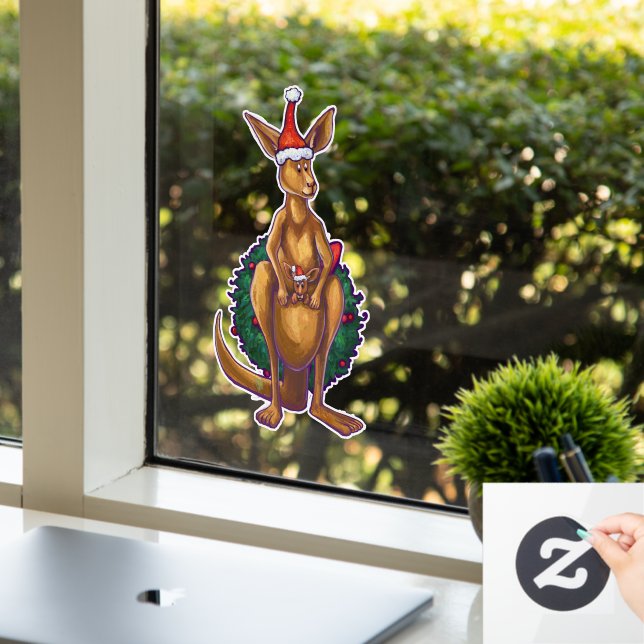 Kangaroo und Baby Roo Weihnachtsfenster Fensteraufkleber (Büro)