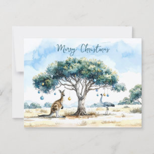 Kangaroo und Emu Gumtree Weihnachtsbaumchen Postkarte