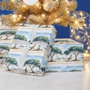 Kangaroo und Emu Weihnachten Gumtree Baubles Geschenkpapier
