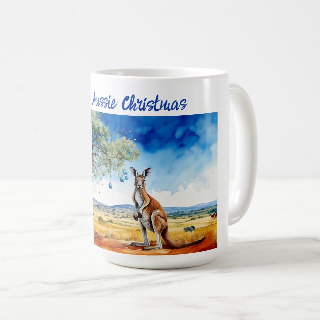 Kangaroo unter dem Hummer mit Weihnachtsbaumbaumho Kaffeetasse (VorderseiteRechts)