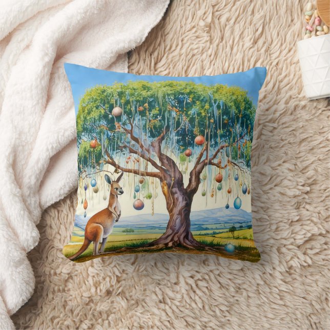 Kangaroo unter dem Hummer mit Weihnachtsbaumbaumho Kissen (Decke)