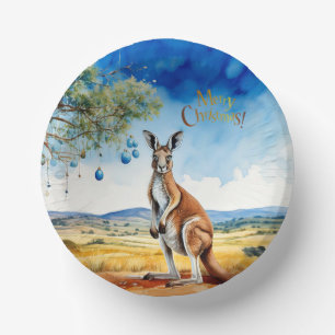 Kangaroo unter dem Hummer mit Weihnachtsbaumbaumho Pappteller