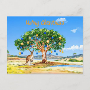 Kangaroo unter dem Hummer mit Weihnachtsbaumbaumho Postkarte