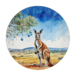 Kangaroo unter dem Hummer mit Weihnachtsbaumbaumho Schneidebrett