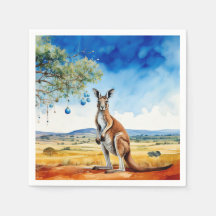 Kangaroo unter dem Hummer mit Weihnachtsbaumbaumho