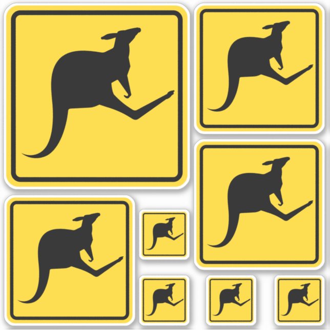 Kangaroo Warning Sign Sticker Set (Vorderseite)