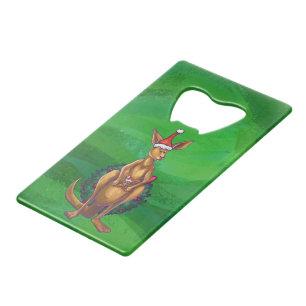 Kangaroo Weihnachten auf grün gestrichen Geldbeutel Flaschenöffner