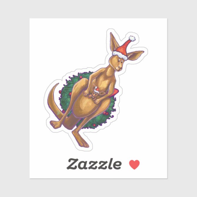 Kangaroo Weihnachten Aufkleber (Blatt)