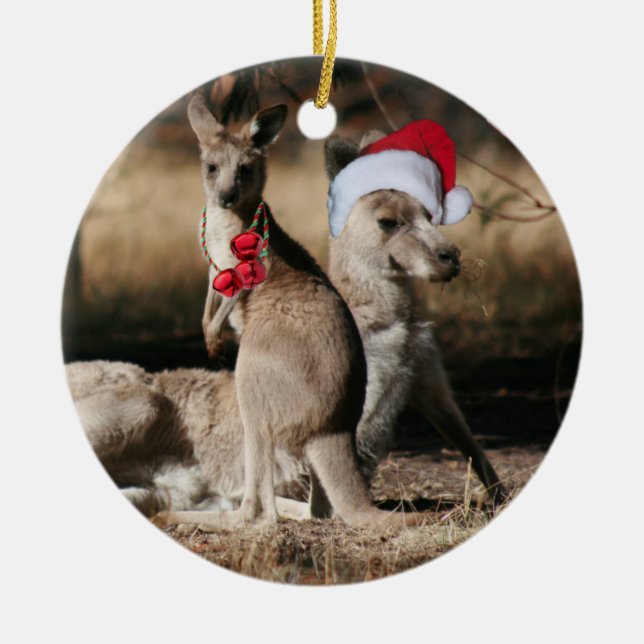 Kangaroo Weihnachten im glücklichen Land Keramikornament (Vorne)