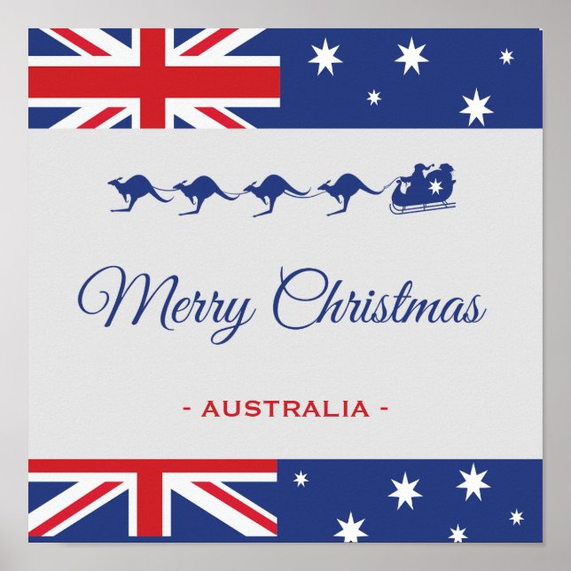 Kangaroo Weihnachtsdekor, Merry Animal Australia Poster (Vorne)