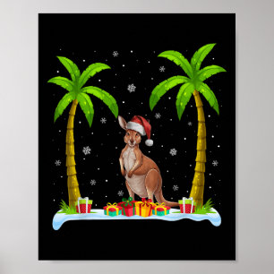 Kangaroo Weihnachtsmannmütze Palm Tree Beach Xmas  Poster
