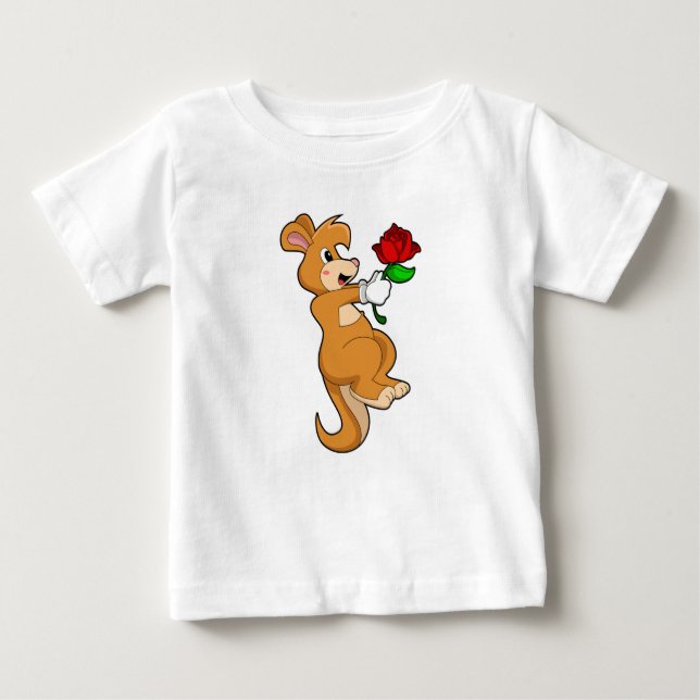 Kangaroo with Flower Baby T-shirt (Vorderseite)