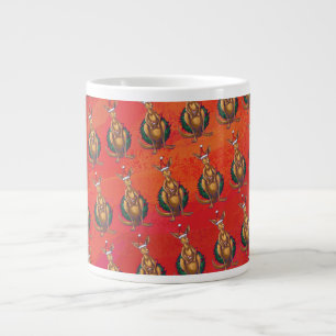 Kangaroo Xmas on Red Jumbo-Tasse