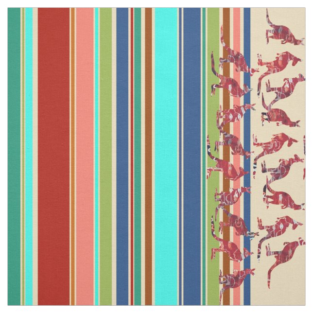Kangaroos & Stripes Muster + Ihre Ideen Stoff (Muster)