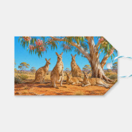 Kangaroos under flowering gumtree Happy Birthday Geschenkanhänger