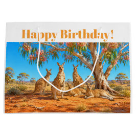 Kangaroos under flowering gumtree Happy Birthday Große Geschenktüte