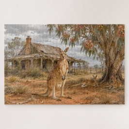 Kangaroos under gumtree farmhouse puzzle