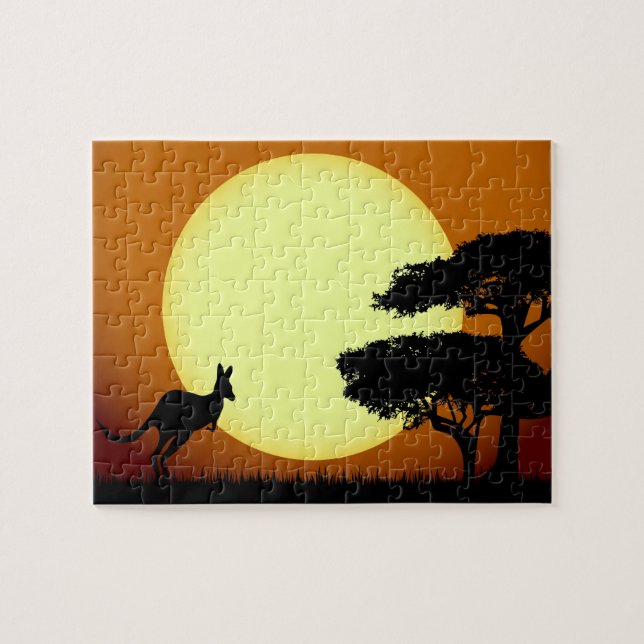 Känguru am Sonnenuntergang Puzzle (Horizontal)