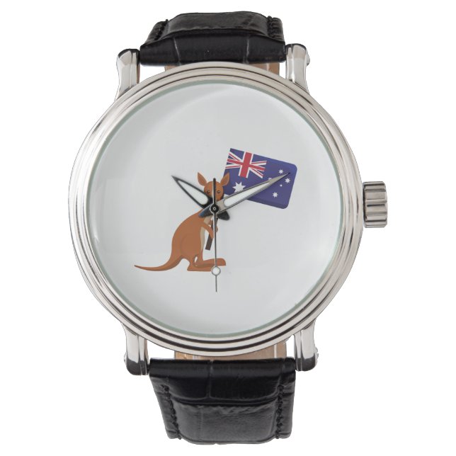 Känguru Australien Flagge Armbanduhr (Vorderseite)