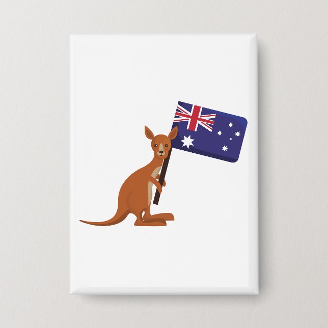 Känguru Australien Flagge Button (Vorderseite)