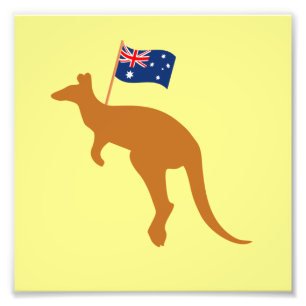 Känguru Australien-Flagge gelb Fotodruck