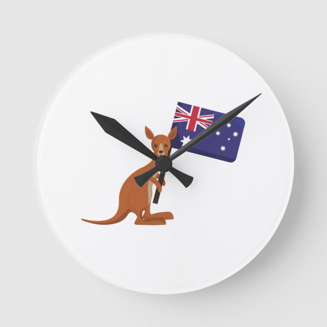 Känguru Australien Flagge Runde Wanduhr (Vorderseite)