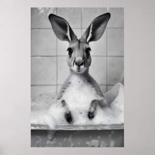 Känguru in Badewanne Wandkunst, Lustiges Tier Poster