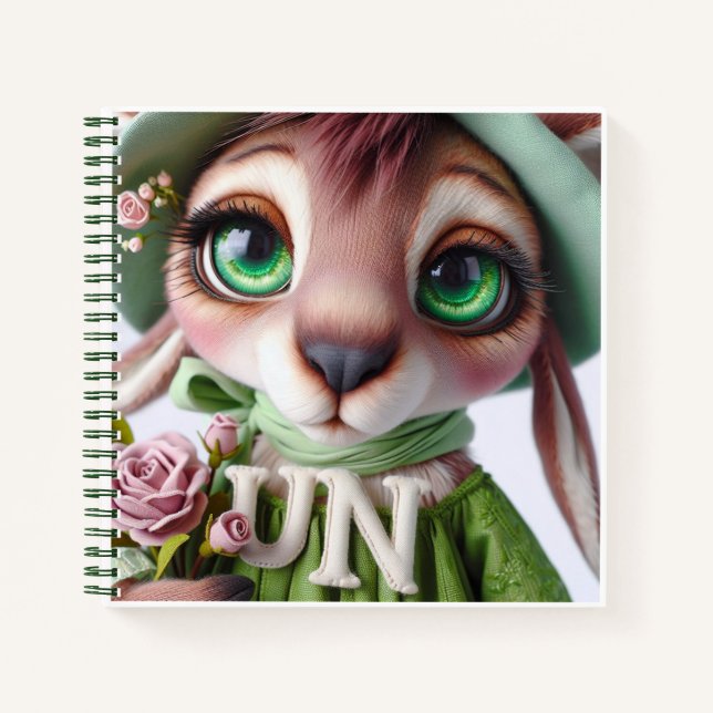 Känguru in grüner Mütze mit Blumen   Notizbuch (Vorderseite)