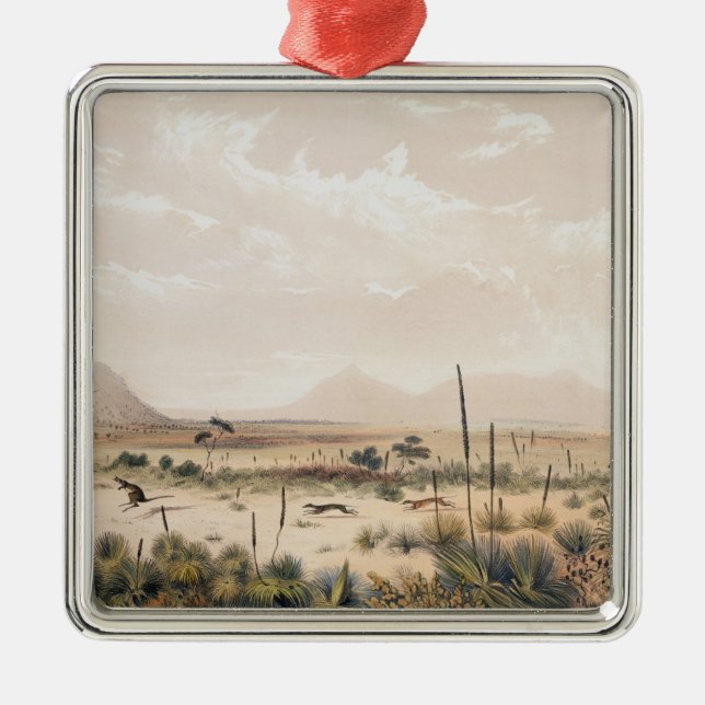 Känguru-Jagd Ornament Aus Metall (Vorne)