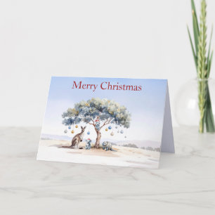Känguru Koalas Schnabeltier Weihnachten Gummibaum  Karte
