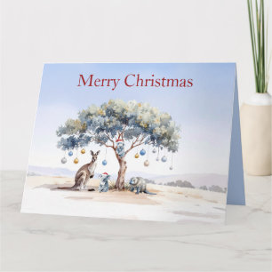 Känguru Koalas Schnabeltier Weihnachten Gummibaum  Karte