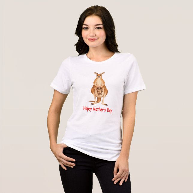 Känguru-Mama und Joey Muttertag Tri-Blend Shirt (Vorderseite voll)