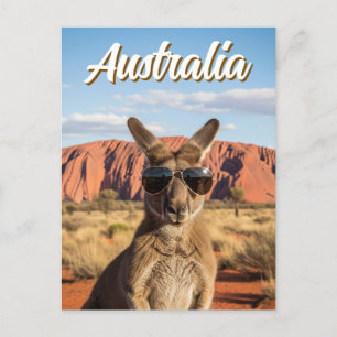 Känguru mit Sonnenbrille bei Uluru Australien Postkarte
