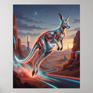 Känguru Rot Neon Outback Poster