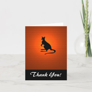 Känguru-Silhouette auf orange-roten Streifen Dankeskarte