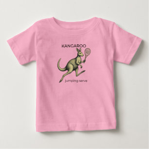 Känguru-Tennisspieler-Lustige Tierkunst Baby T-shirt
