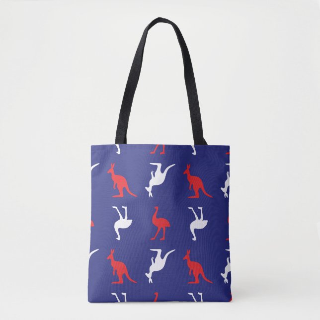 Känguru und Emu Tiermuster in Blau (Vorderseite)