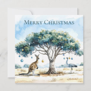 Känguru und Emu Weihnachts-Gumtree-Christbaumkugel Feiertagskarte
