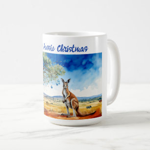 Känguru unter Gummibaum mit Weihnachtsbaumschmuck Kaffeetasse