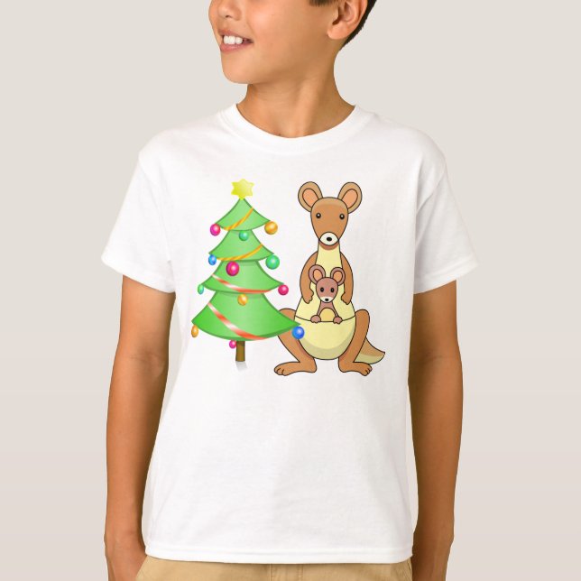 Känguru-Weihnachten T-Shirt (Vorderseite)