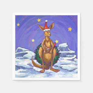 Känguru-Weihnachtssternenklare Nacht Serviette