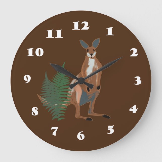 Känguru Zeichne Große Wanduhr (Vorderseite)