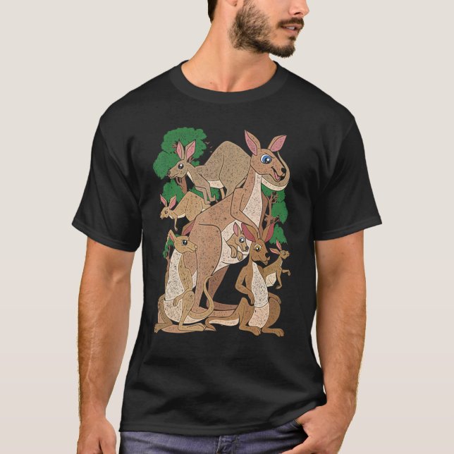 Kängurus Australien Tier  Bäume Aussie Känguru T-Shirt (Vorderseite)