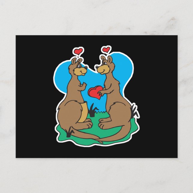 Kängurus in Liebe Postkarte (Vorderseite)