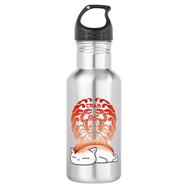 Kani Crab Sushi Cat Edelstahlflasche (Vorderseite)