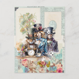 Kaninchen, Alice und Mad Hatter in Top Hats Postkarte